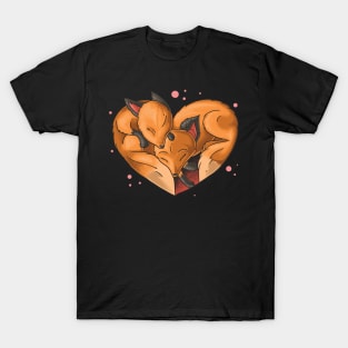 Fox Love For Women Girls Kids Heart Present Poses Cute Fox T-Shirt